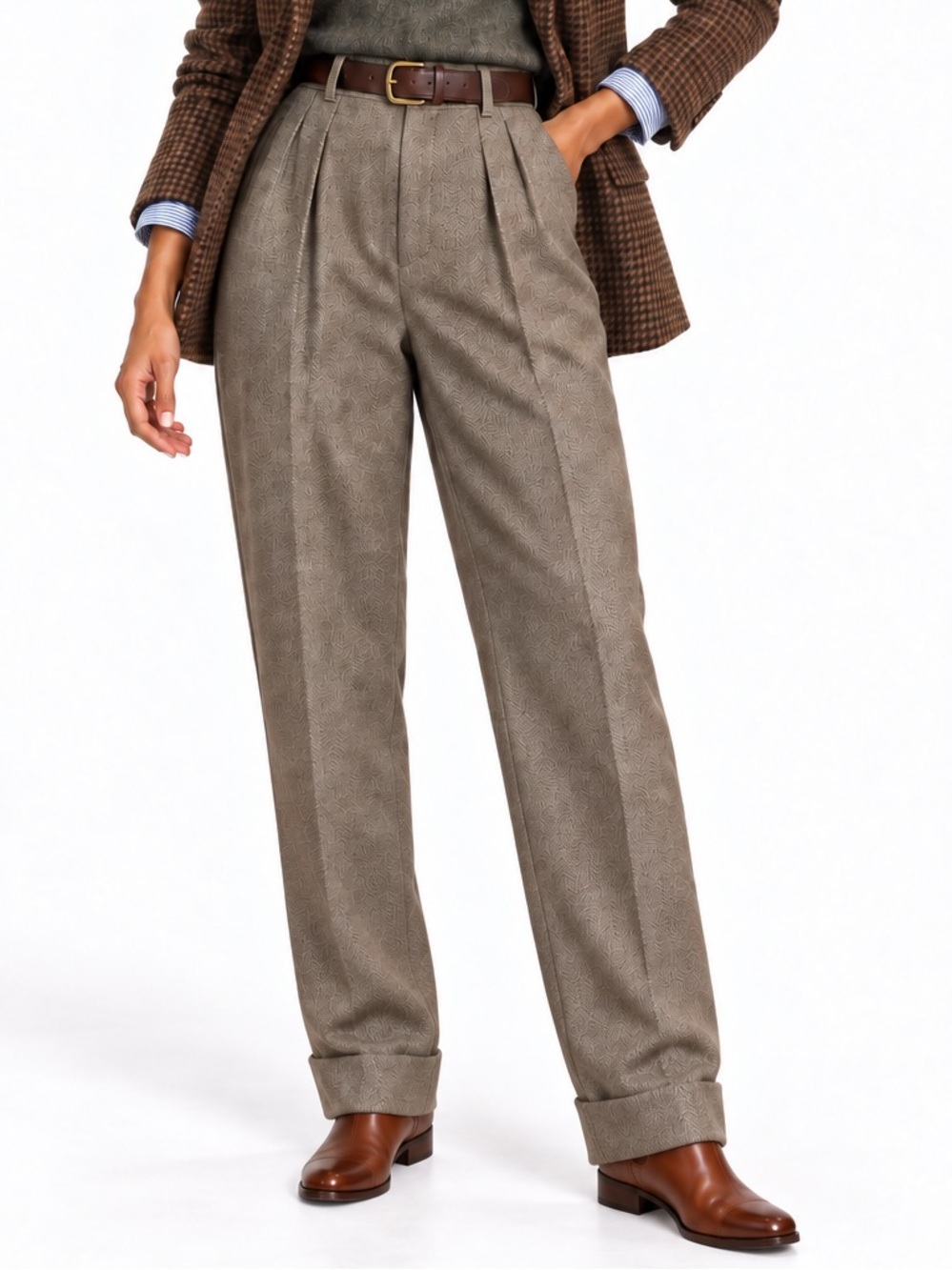 NWT Vintage Lauren Ralph Lauren Silk Linen Herringbone Trousers Size Medium